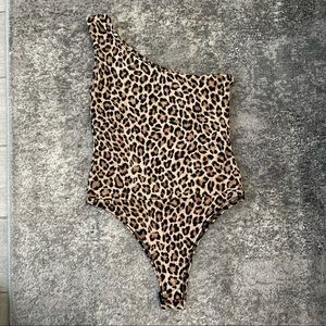 Leopard Print One Shoulder BodySuit